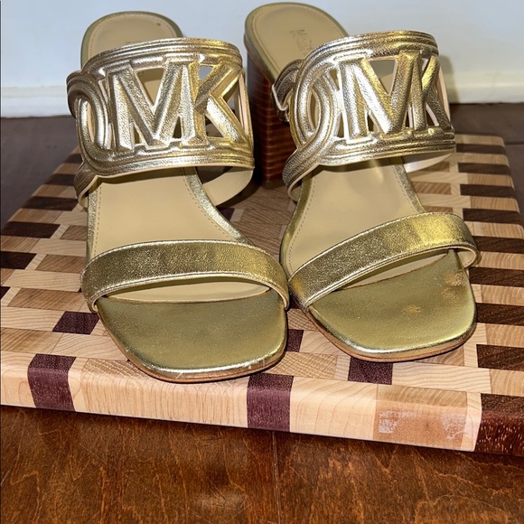 Michael Kors Gold Heeled Sandals - Picture 1 of 12